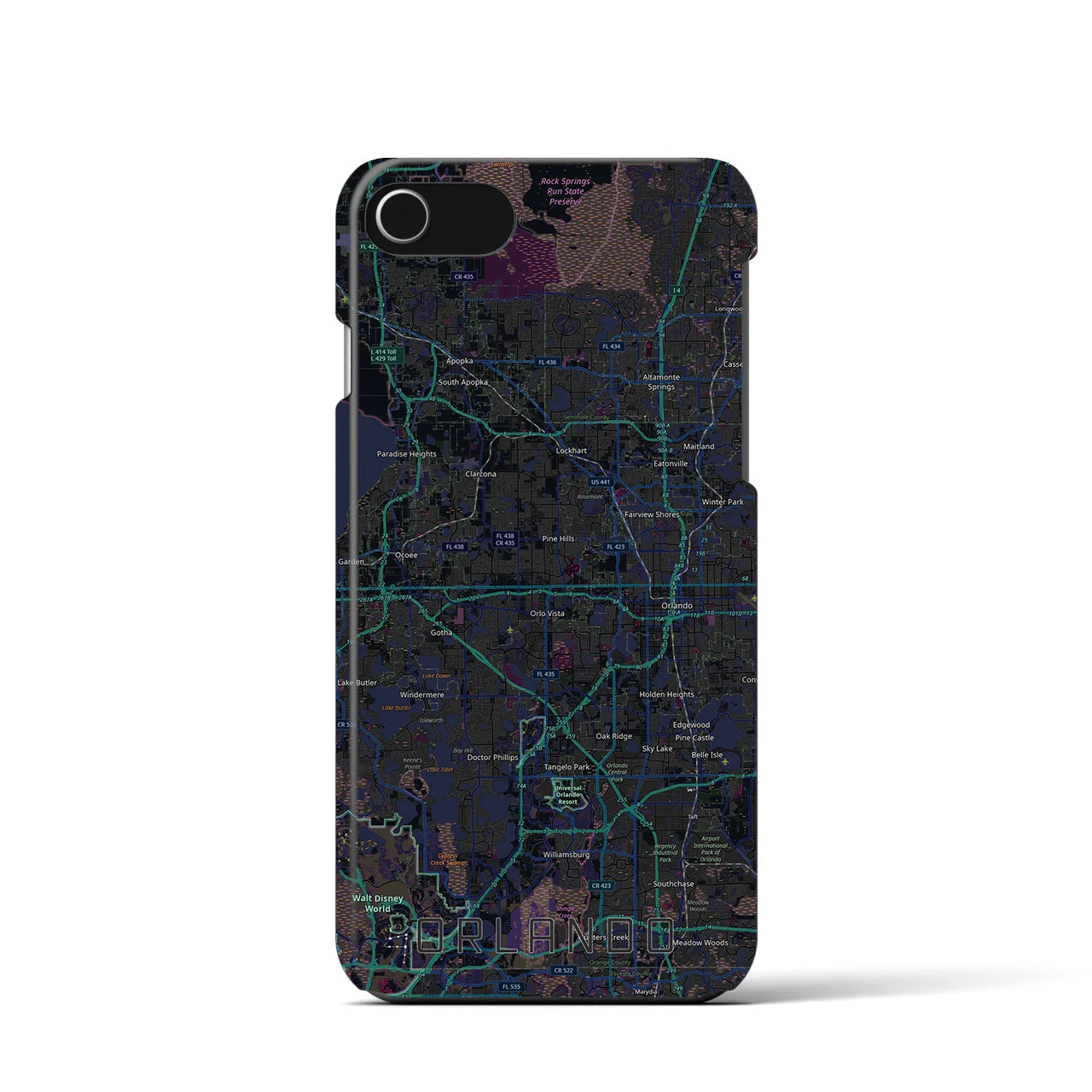 【オーランド(アメリカ)】地図柄iPhoneケース(バックカバータイプ)