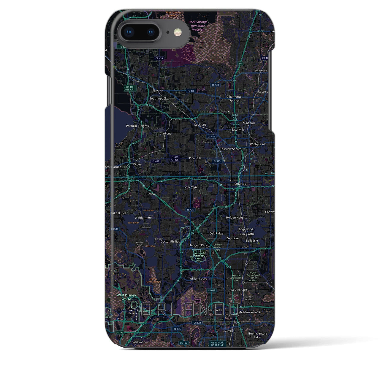 【オーランド(アメリカ)】地図柄iPhoneケース(バックカバータイプ)