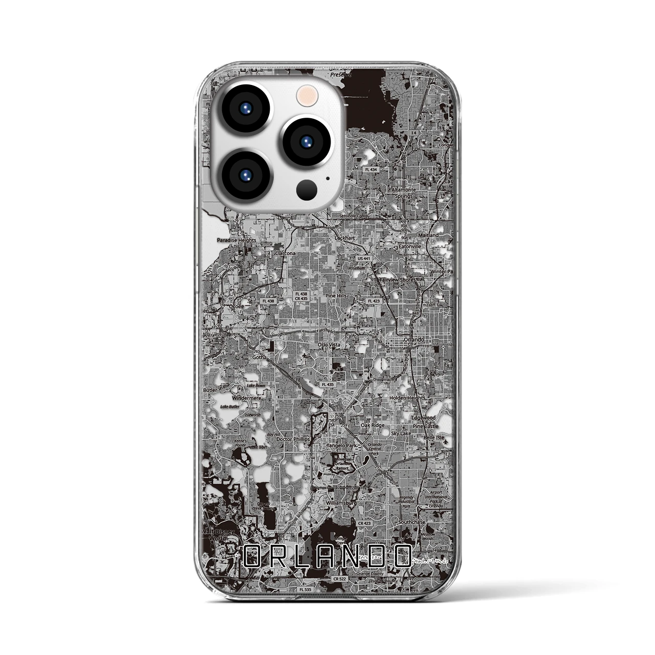 【オーランド(アメリカ)】地図柄iPhoneケース(クリアタイプ)