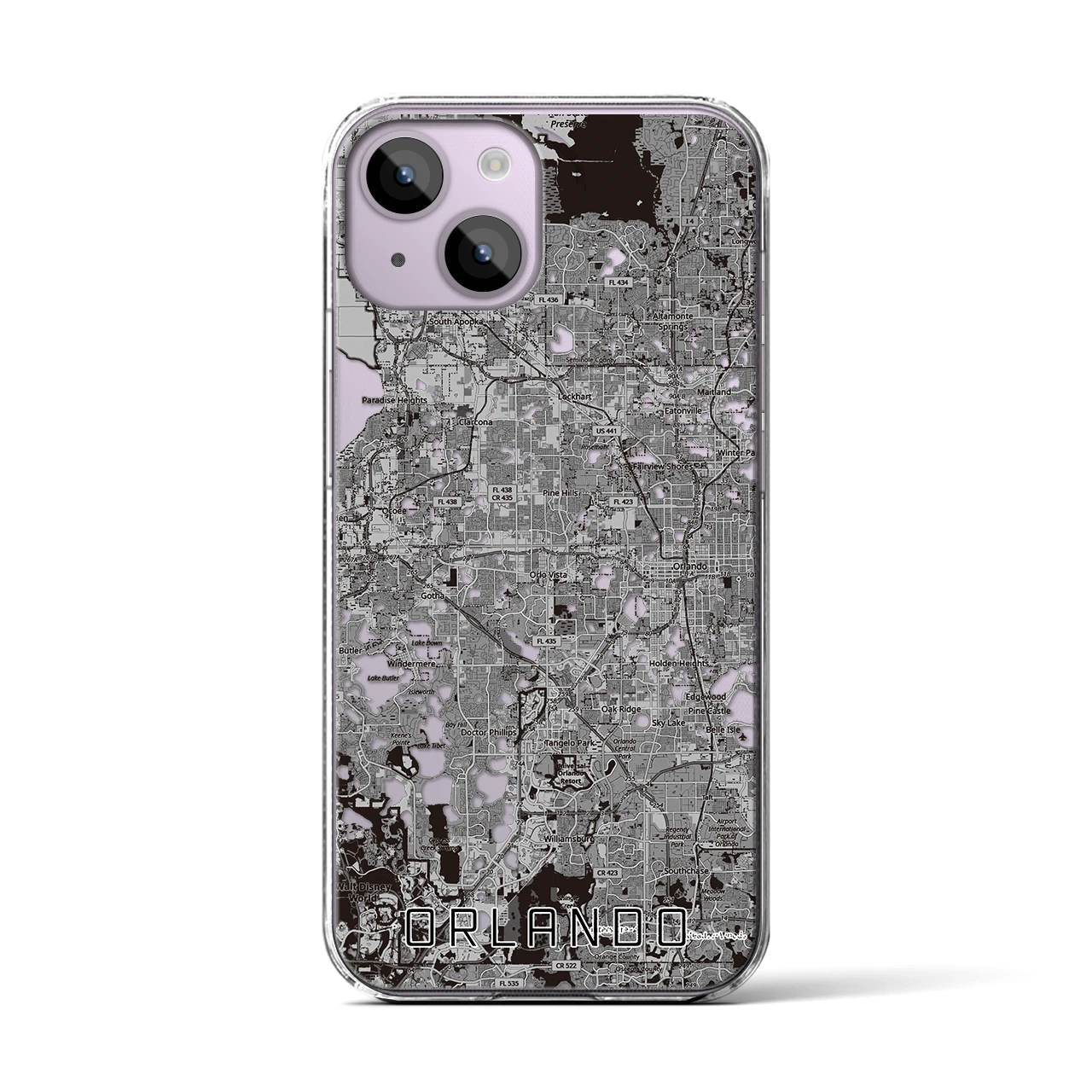 【オーランド(アメリカ)】地図柄iPhoneケース(クリアタイプ)