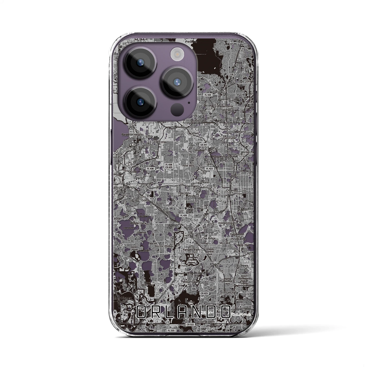 【オーランド(アメリカ)】地図柄iPhoneケース(クリアタイプ)