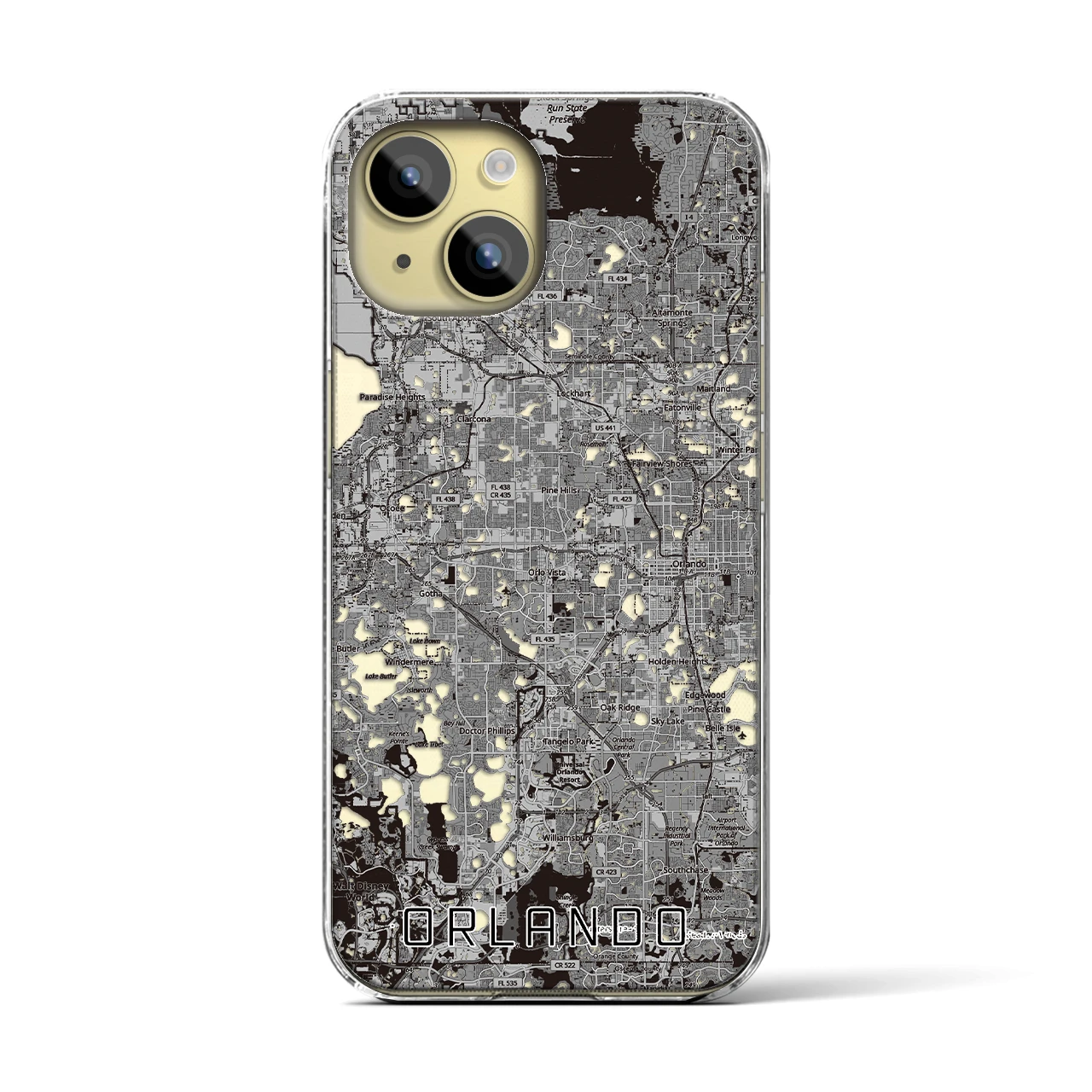 【オーランド(アメリカ)】地図柄iPhoneケース(クリアタイプ)