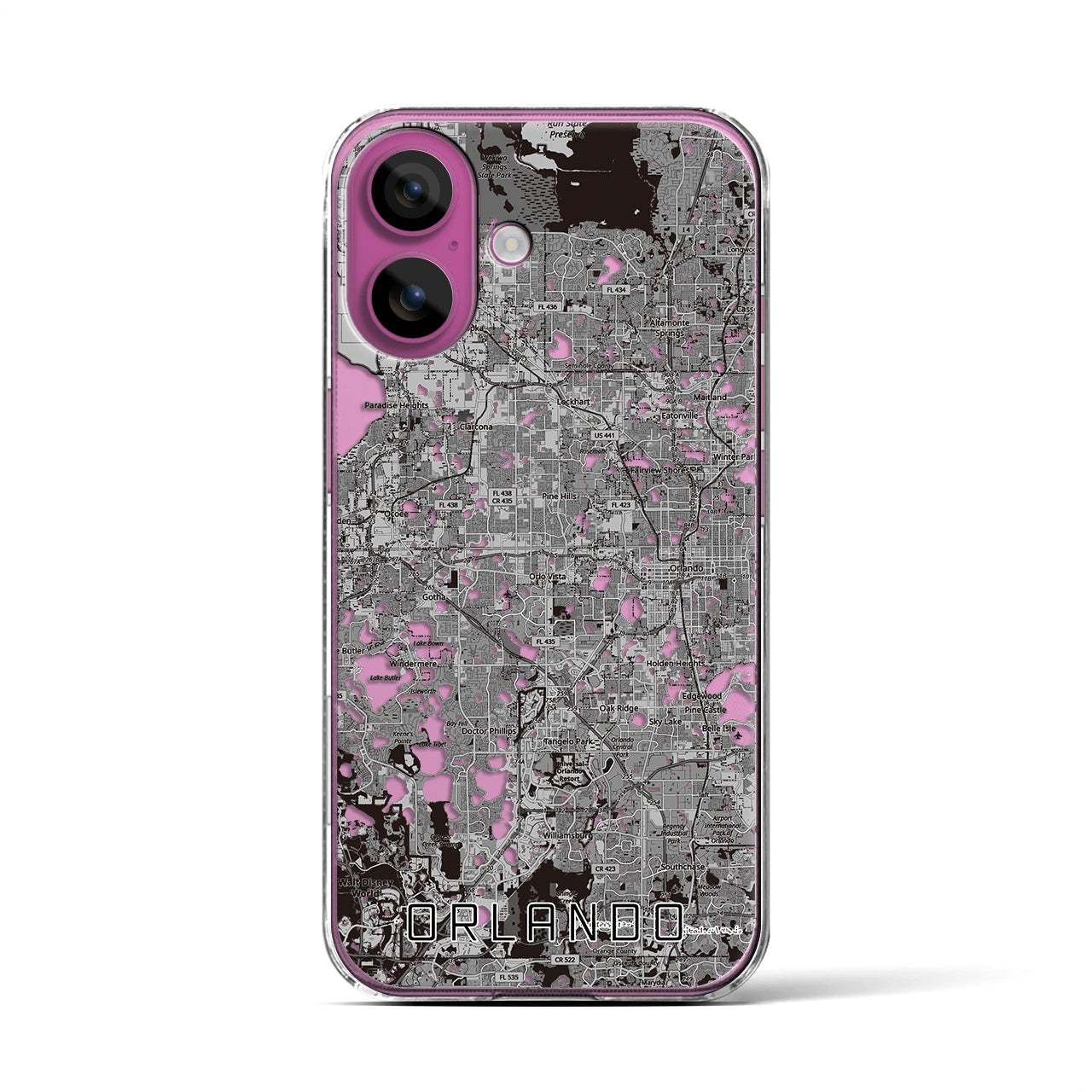 【オーランド(アメリカ)】地図柄iPhoneケース(クリアタイプ)