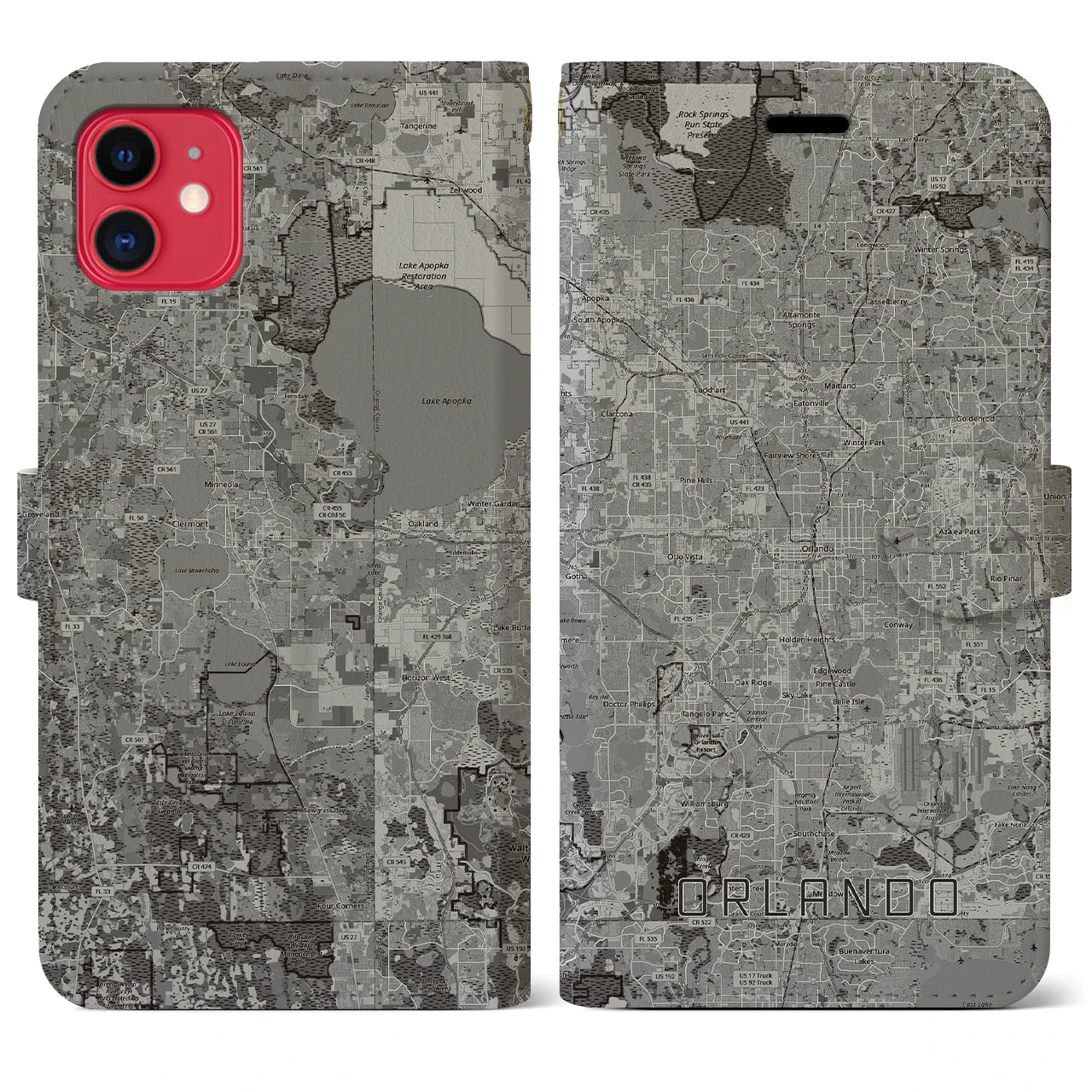 【オーランド(アメリカ)】地図柄iPhoneケース(手帳タイプ)