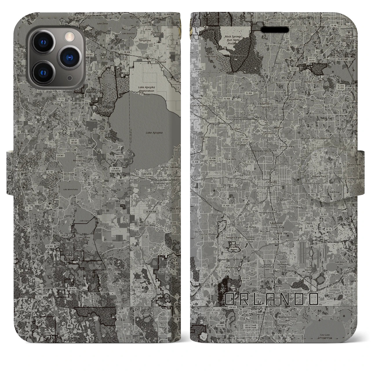 【オーランド(アメリカ)】地図柄iPhoneケース(手帳タイプ)
