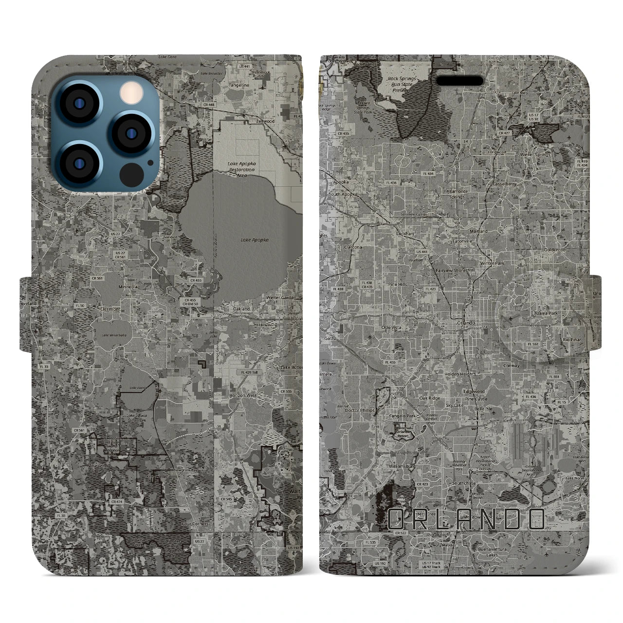 【オーランド(アメリカ)】地図柄iPhoneケース(手帳タイプ)