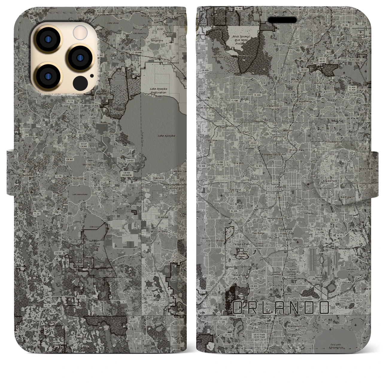 【オーランド(アメリカ)】地図柄iPhoneケース(手帳タイプ)