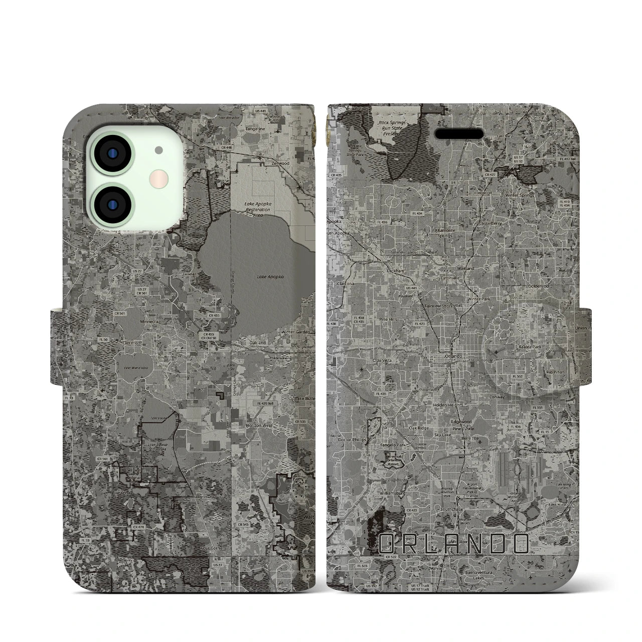 【オーランド(アメリカ)】地図柄iPhoneケース(手帳タイプ)