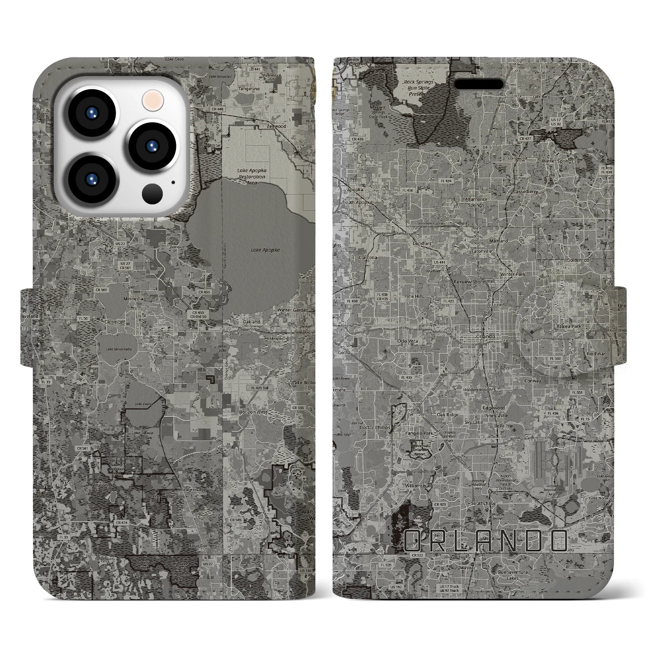【オーランド(アメリカ)】地図柄iPhoneケース(手帳タイプ)