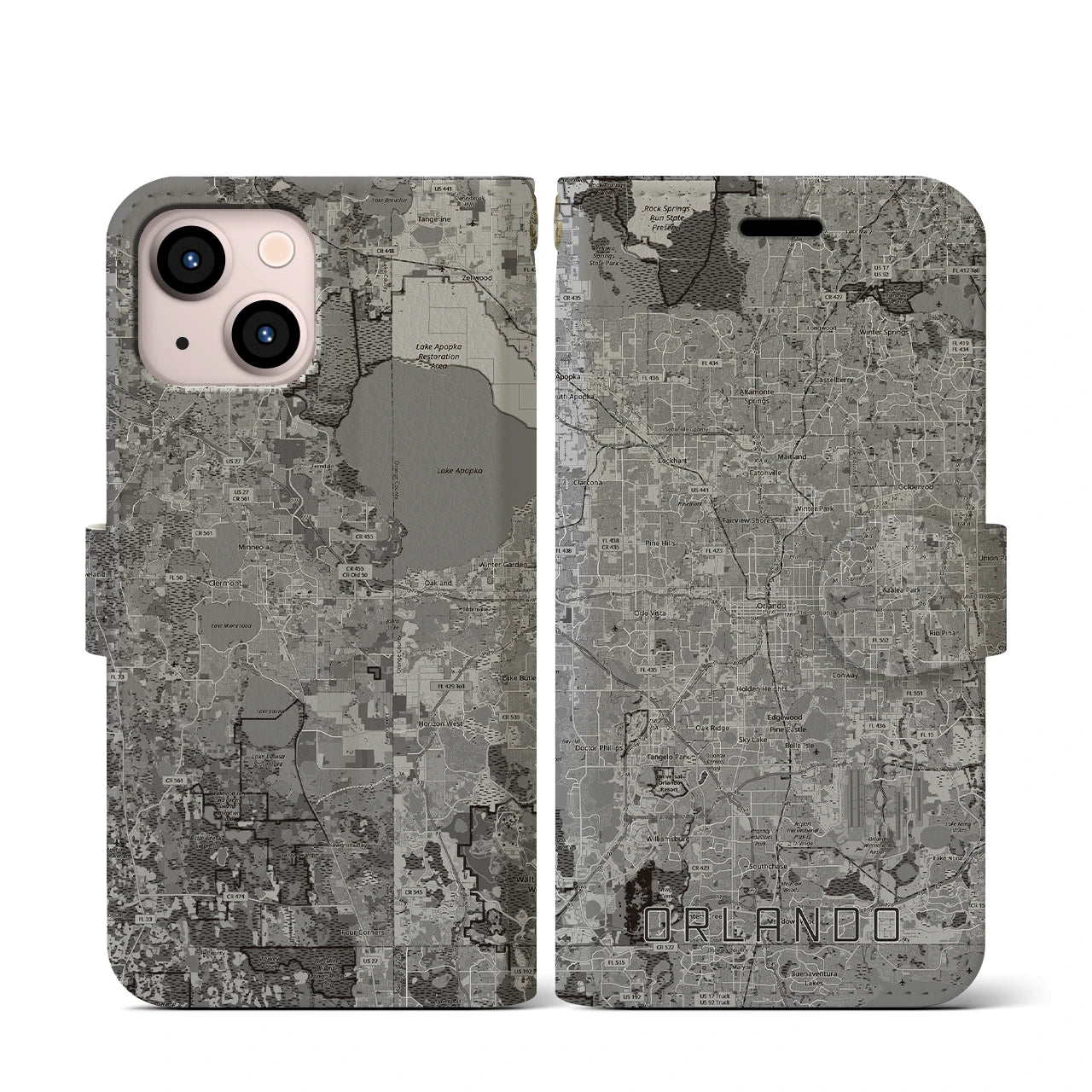 【オーランド(アメリカ)】地図柄iPhoneケース(手帳タイプ)