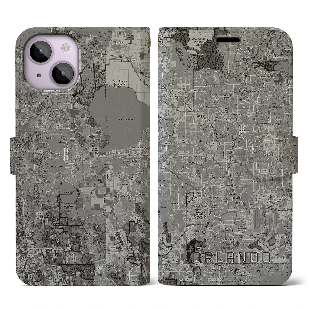 【オーランド(アメリカ)】地図柄iPhoneケース(手帳タイプ)