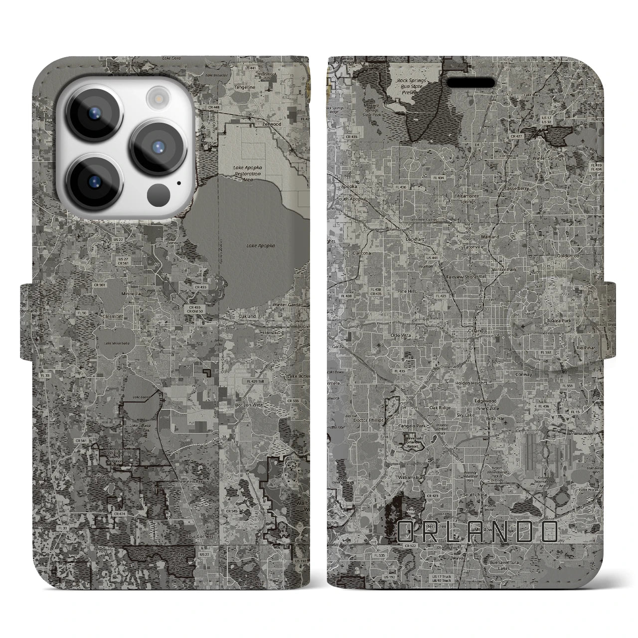 【オーランド(アメリカ)】地図柄iPhoneケース(手帳タイプ)