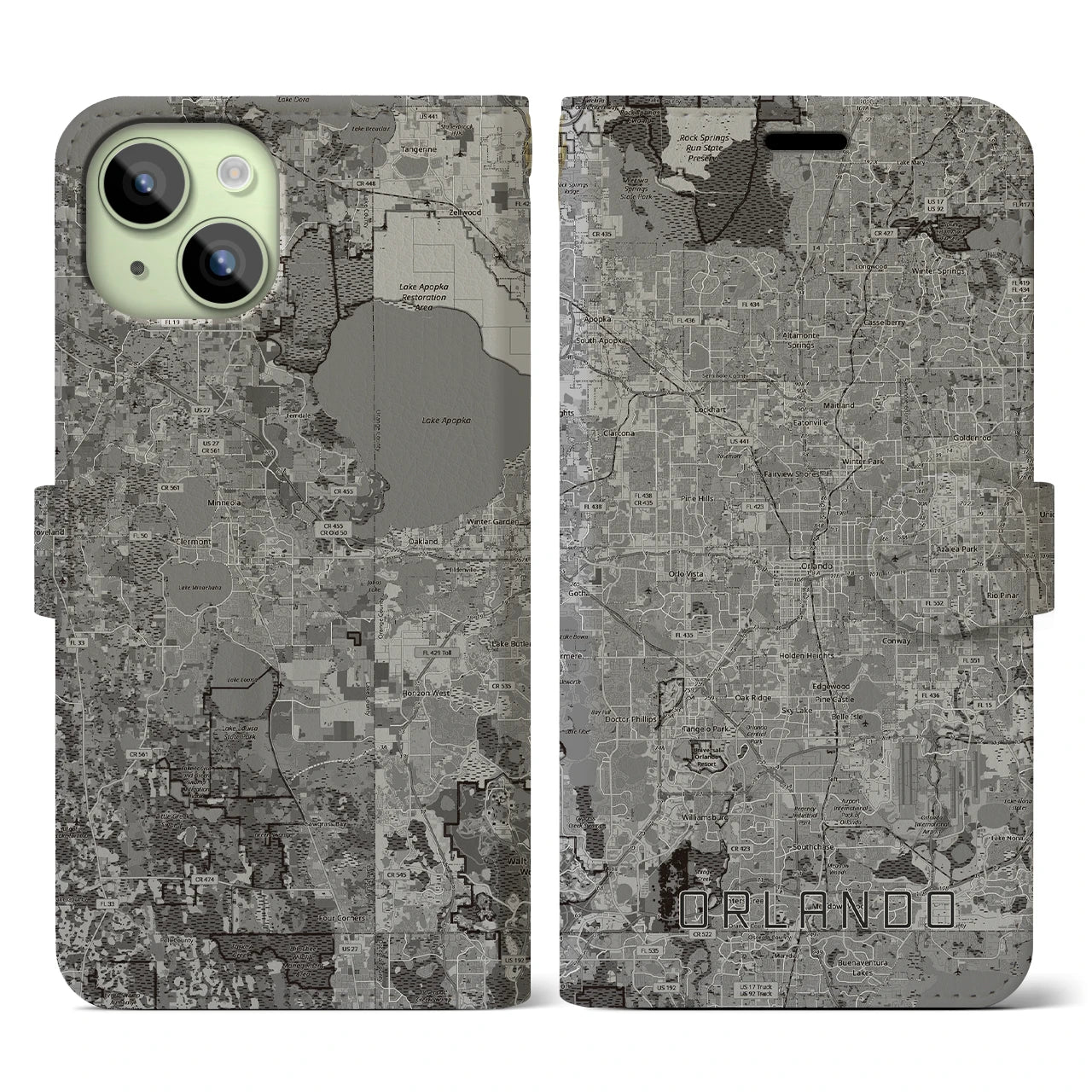 【オーランド(アメリカ)】地図柄iPhoneケース(手帳タイプ)