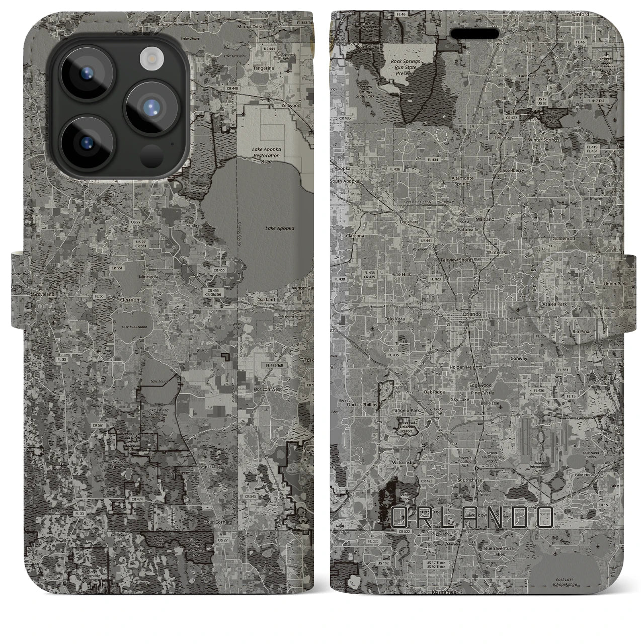 【オーランド(アメリカ)】地図柄iPhoneケース(手帳タイプ)