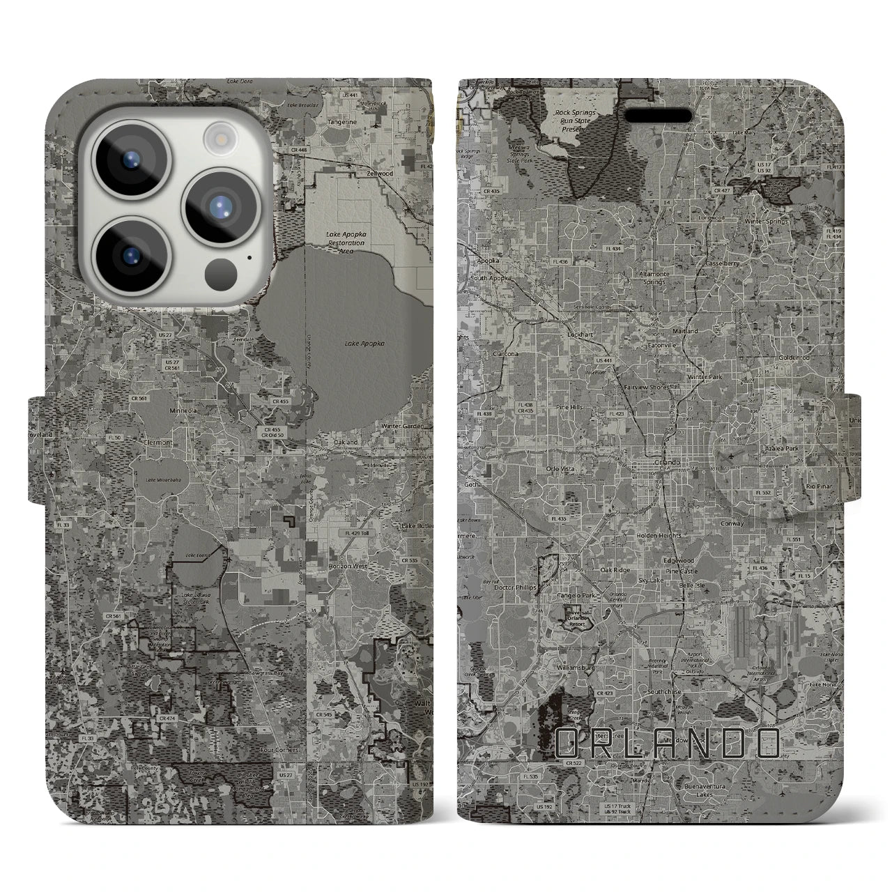 【オーランド(アメリカ)】地図柄iPhoneケース(手帳タイプ)