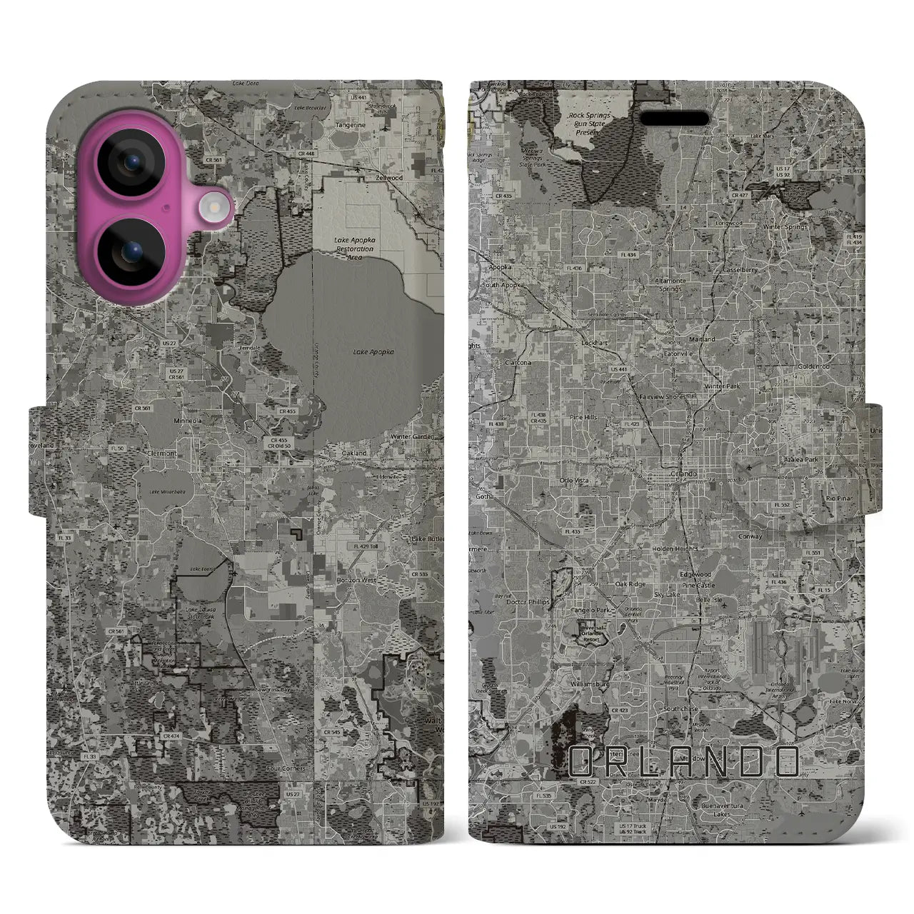 【オーランド(アメリカ)】地図柄iPhoneケース(手帳タイプ)