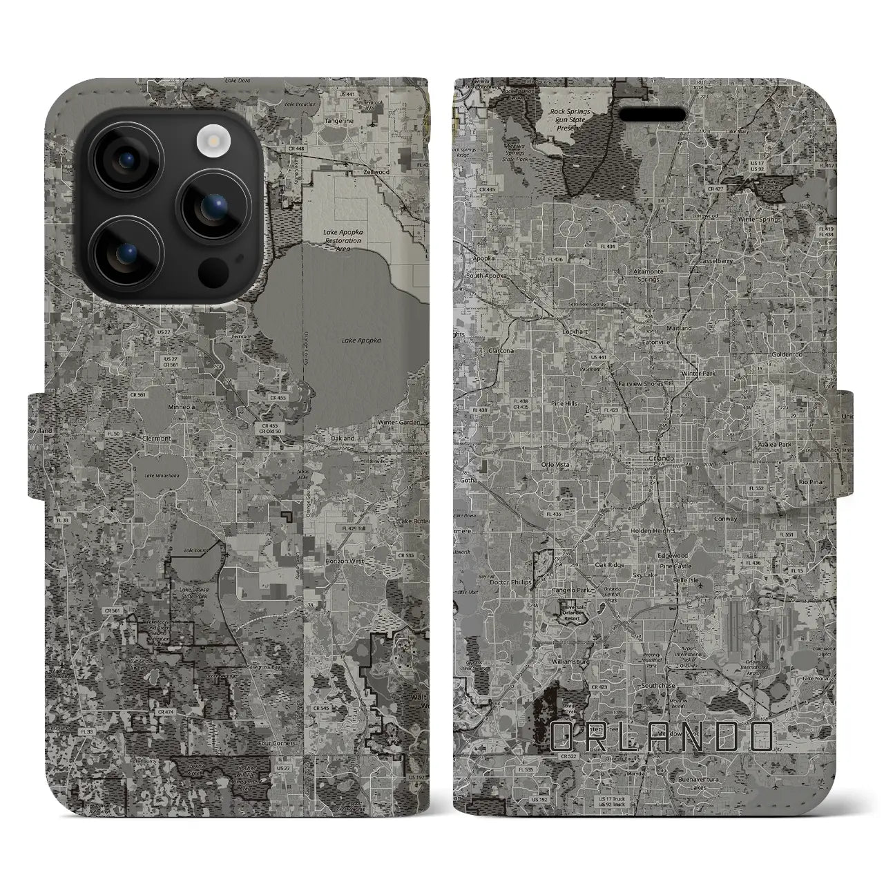 【オーランド(アメリカ)】地図柄iPhoneケース(手帳タイプ)