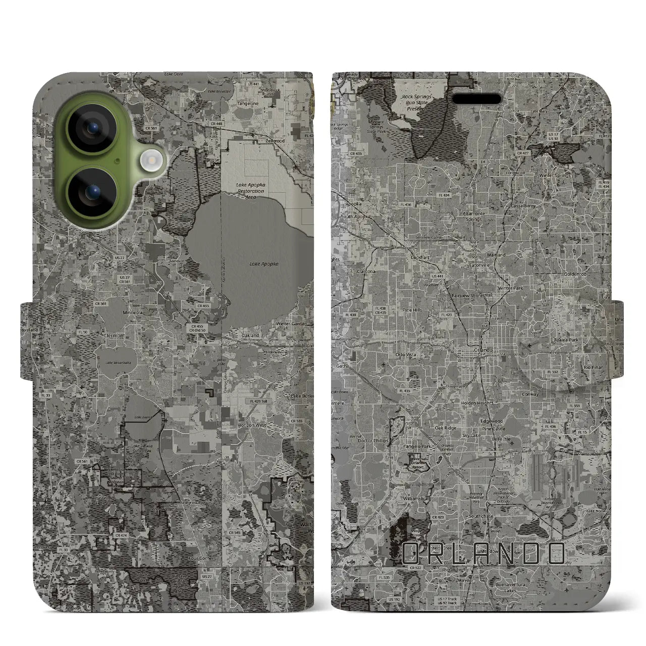 【オーランド(アメリカ)】地図柄iPhoneケース(手帳タイプ)