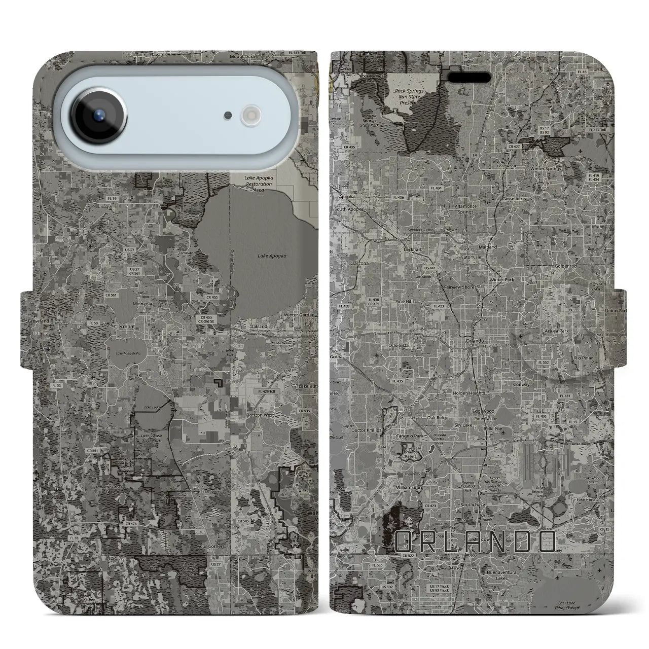 【オーランド(アメリカ)】地図柄iPhoneケース(手帳タイプ)