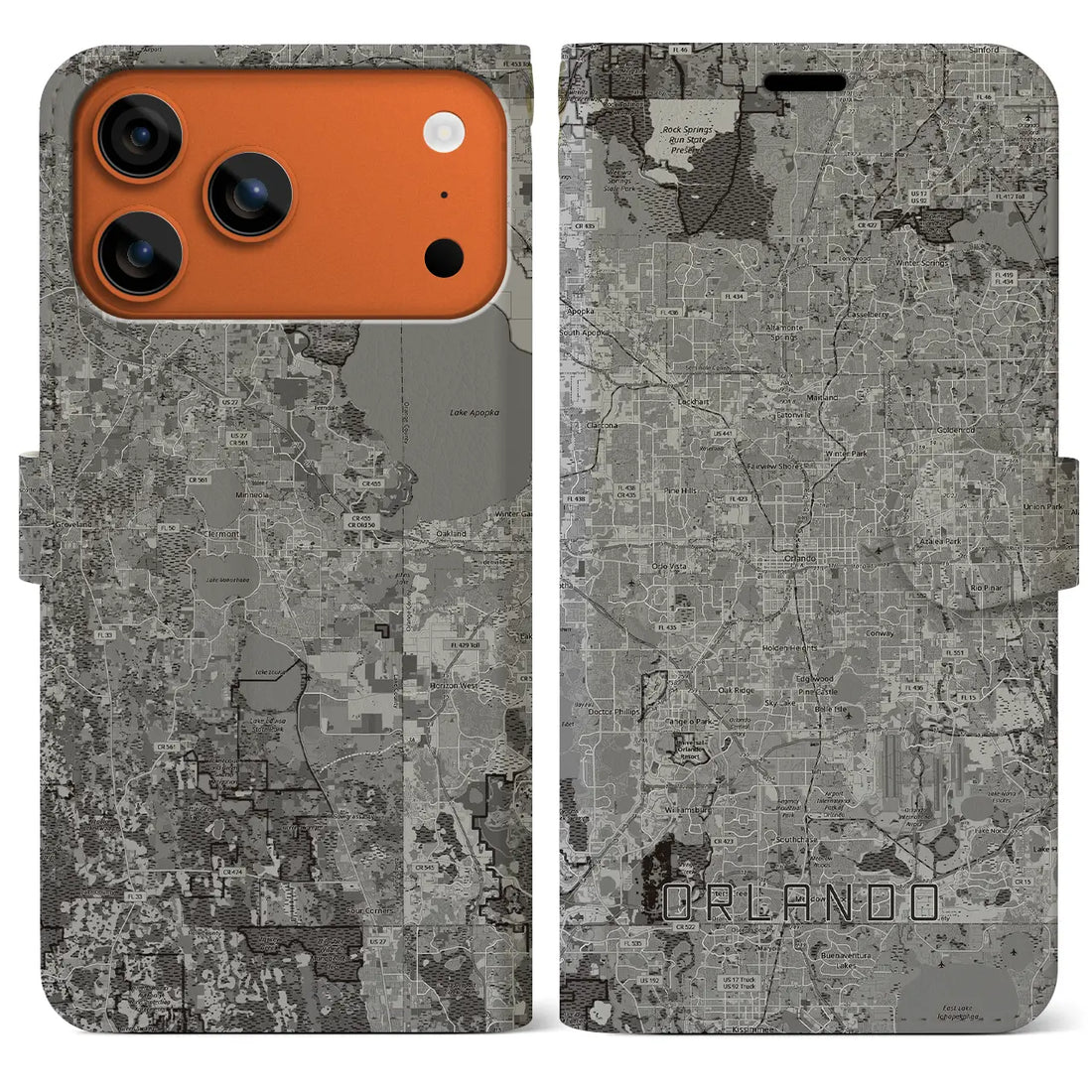 【オーランド(アメリカ)】地図柄iPhoneケース(手帳タイプ)