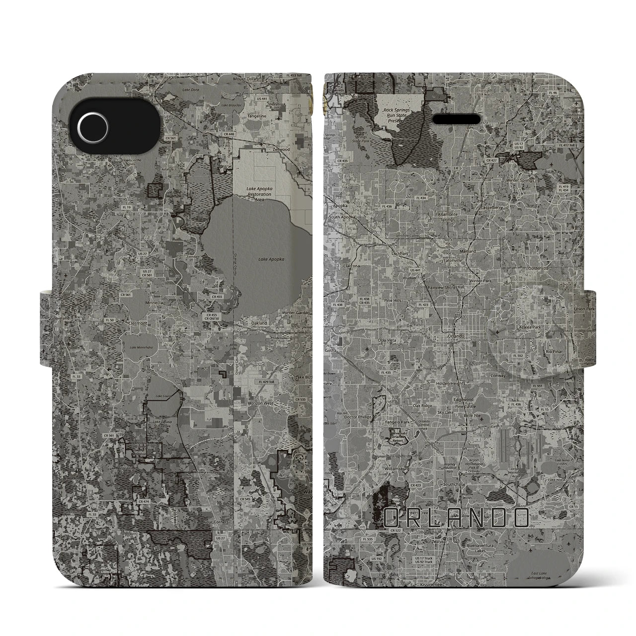 【オーランド(アメリカ)】地図柄iPhoneケース(手帳タイプ)