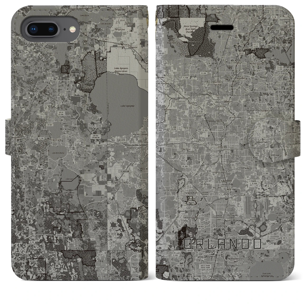 【オーランド(アメリカ)】地図柄iPhoneケース(手帳タイプ)