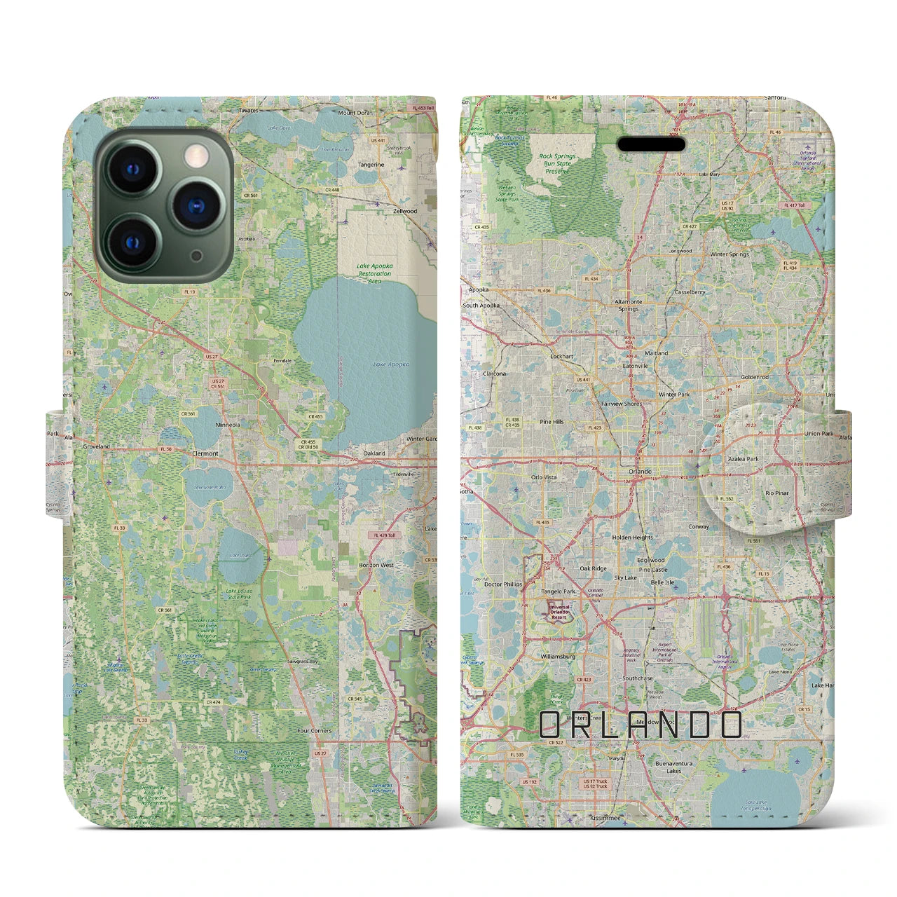 【オーランド(アメリカ)】地図柄iPhoneケース(手帳タイプ)