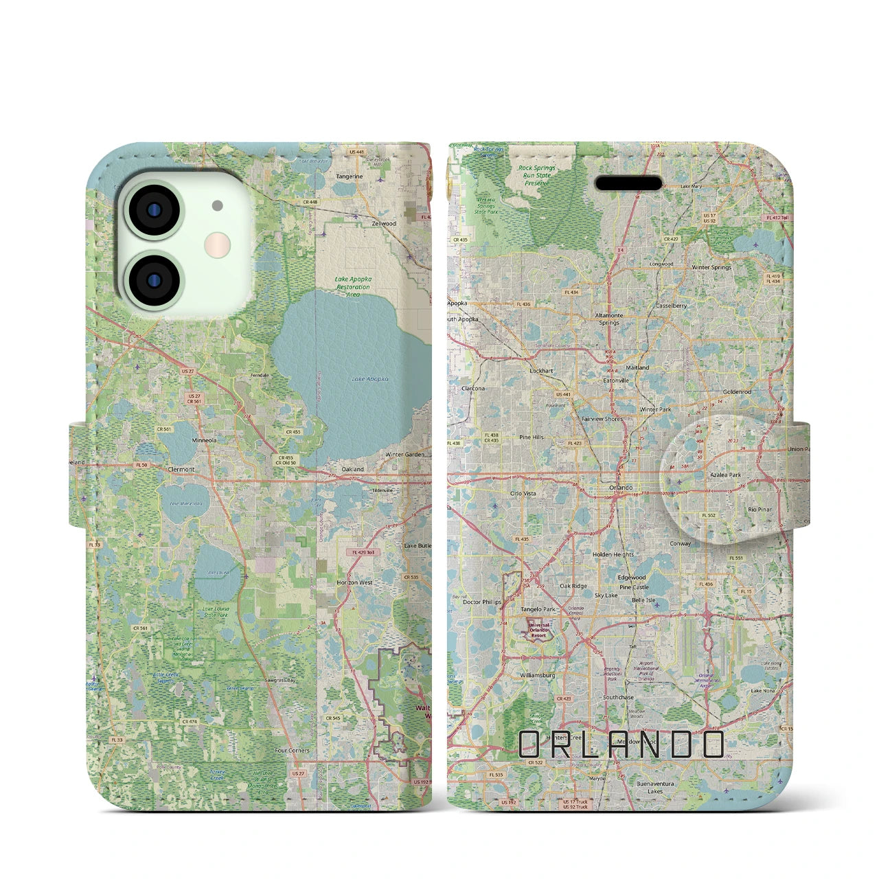 【オーランド(アメリカ)】地図柄iPhoneケース(手帳タイプ)