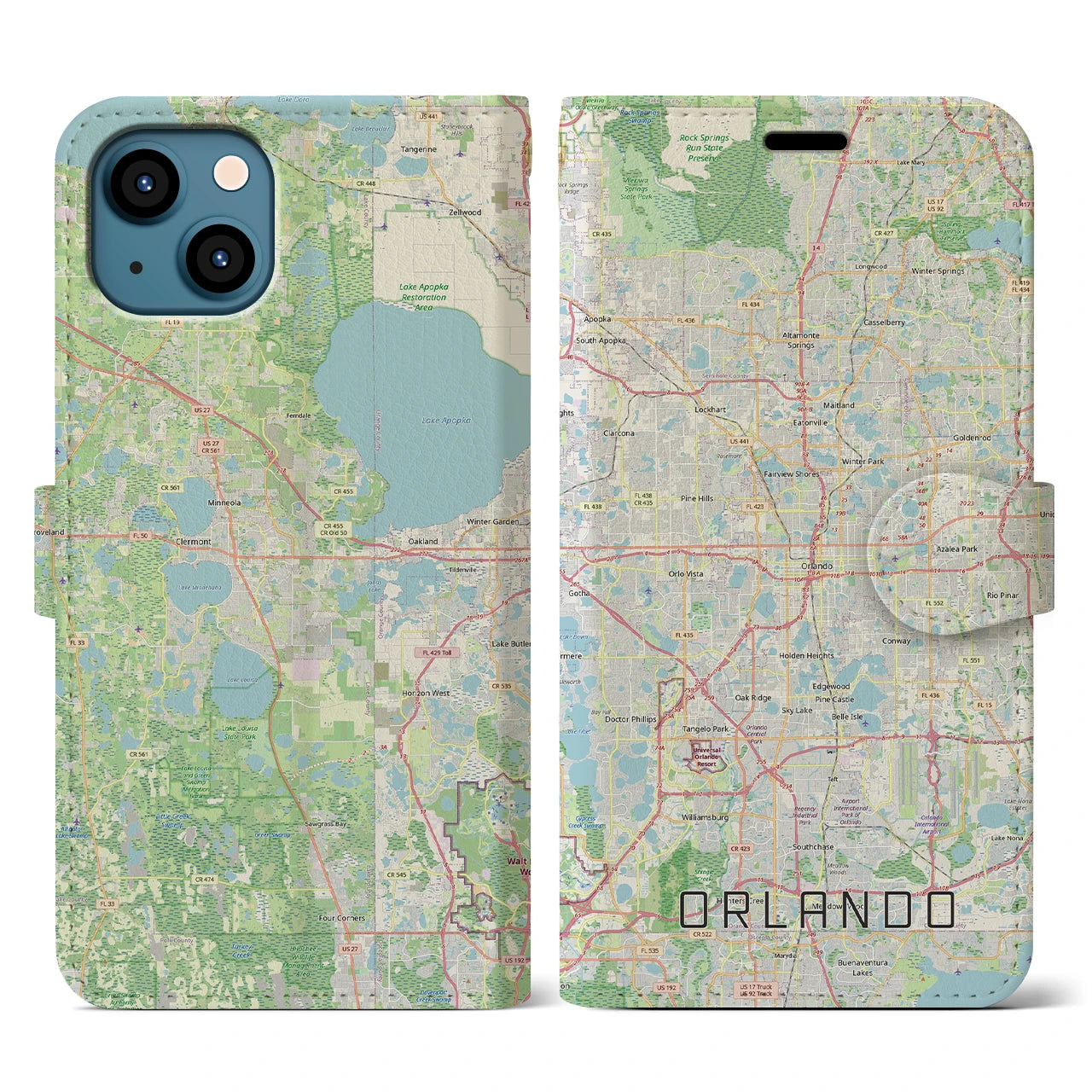 【オーランド(アメリカ)】地図柄iPhoneケース(手帳タイプ)
