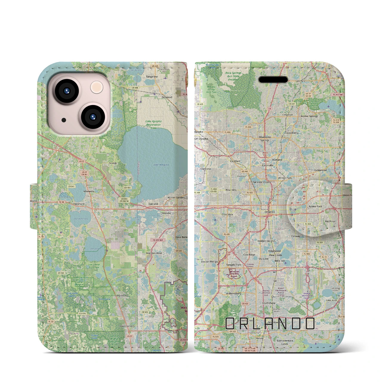 【オーランド(アメリカ)】地図柄iPhoneケース(手帳タイプ)