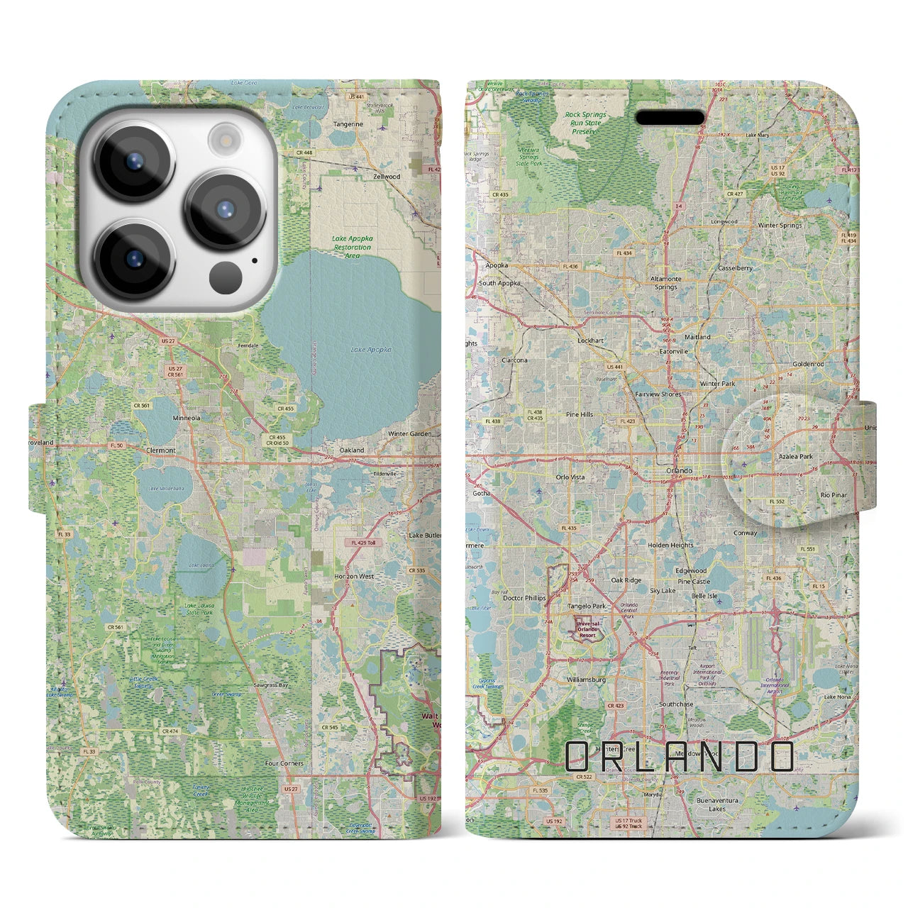 【オーランド(アメリカ)】地図柄iPhoneケース(手帳タイプ)