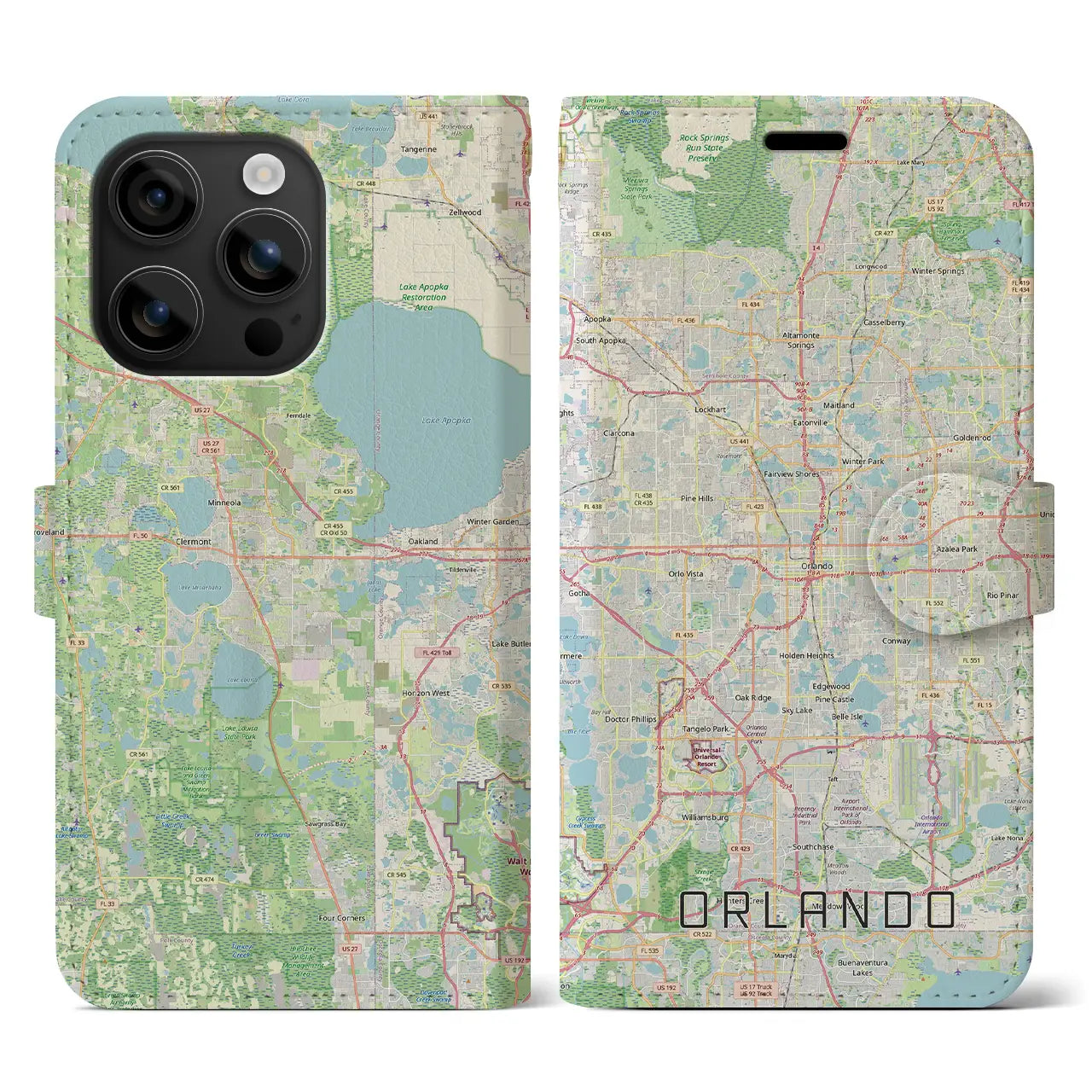 【オーランド(アメリカ)】地図柄iPhoneケース(手帳タイプ)