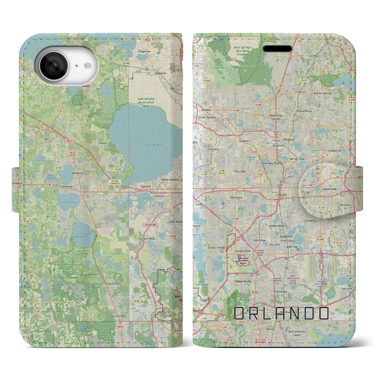 【オーランド(アメリカ)】地図柄iPhoneケース(手帳タイプ)