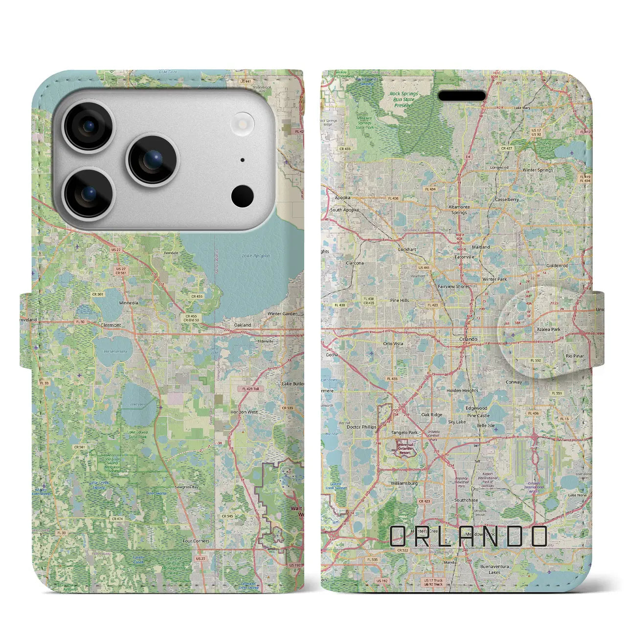 【オーランド(アメリカ)】地図柄iPhoneケース(手帳タイプ)