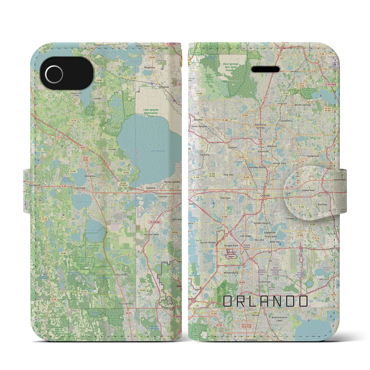 【オーランド(アメリカ)】地図柄iPhoneケース(手帳タイプ)