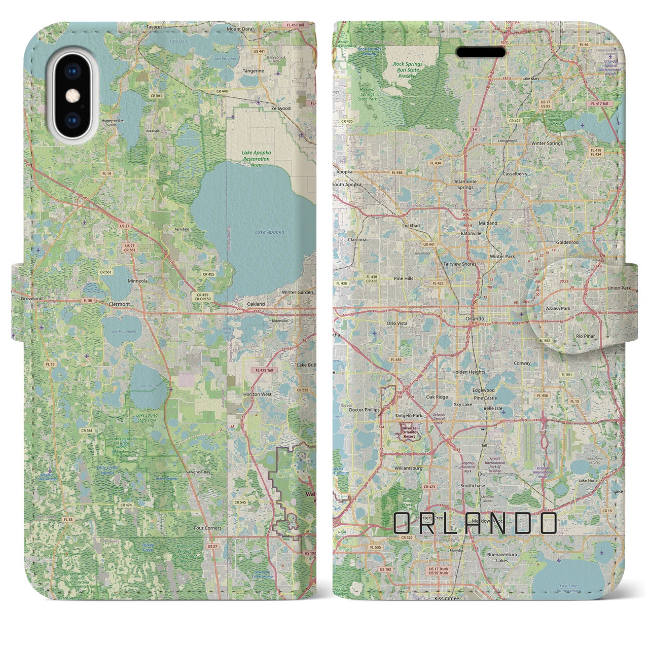 【オーランド(アメリカ)】地図柄iPhoneケース(手帳タイプ)