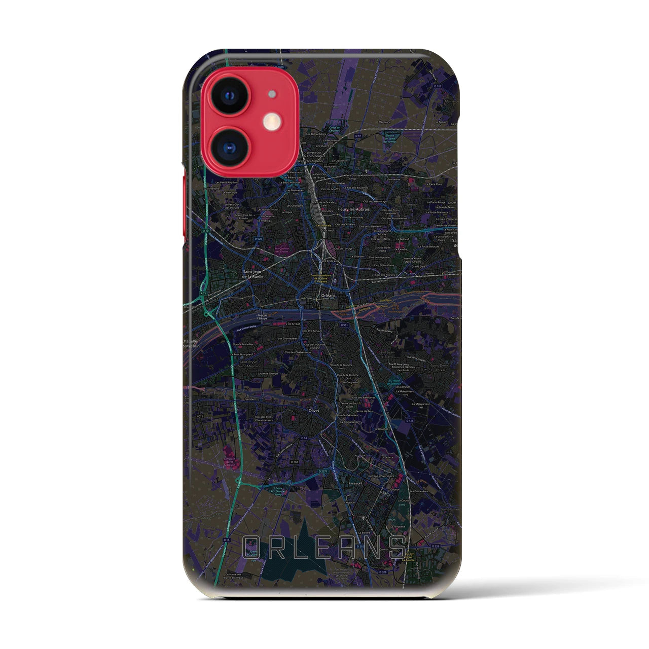 【オルレアン(フランス)】地図柄iPhoneケース(バックカバータイプ)