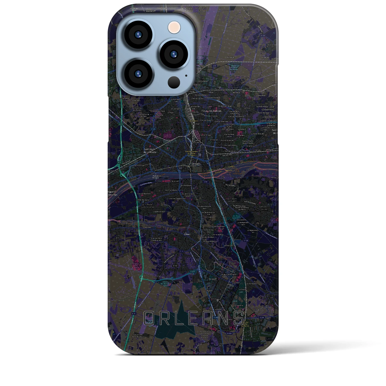 【オルレアン(フランス)】地図柄iPhoneケース(バックカバータイプ)