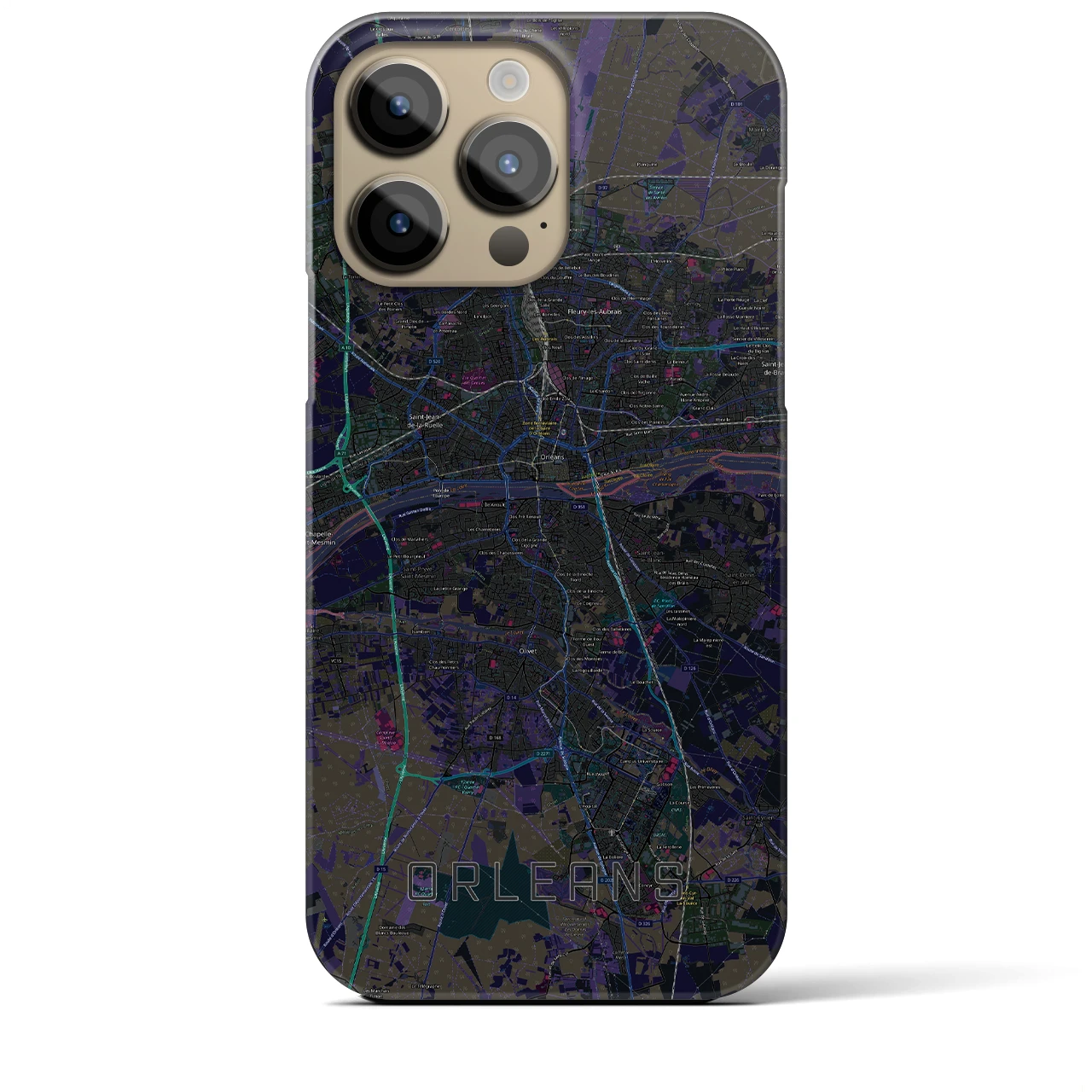 【オルレアン(フランス)】地図柄iPhoneケース(バックカバータイプ)