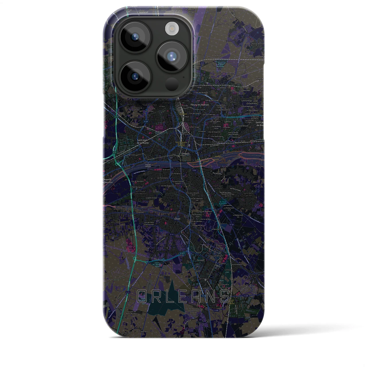 【オルレアン(フランス)】地図柄iPhoneケース(バックカバータイプ)