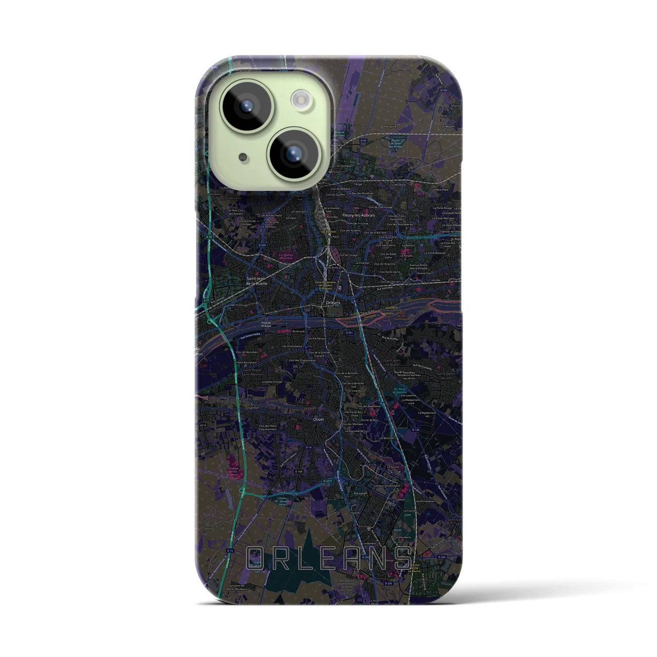 【オルレアン(フランス)】地図柄iPhoneケース(バックカバータイプ)