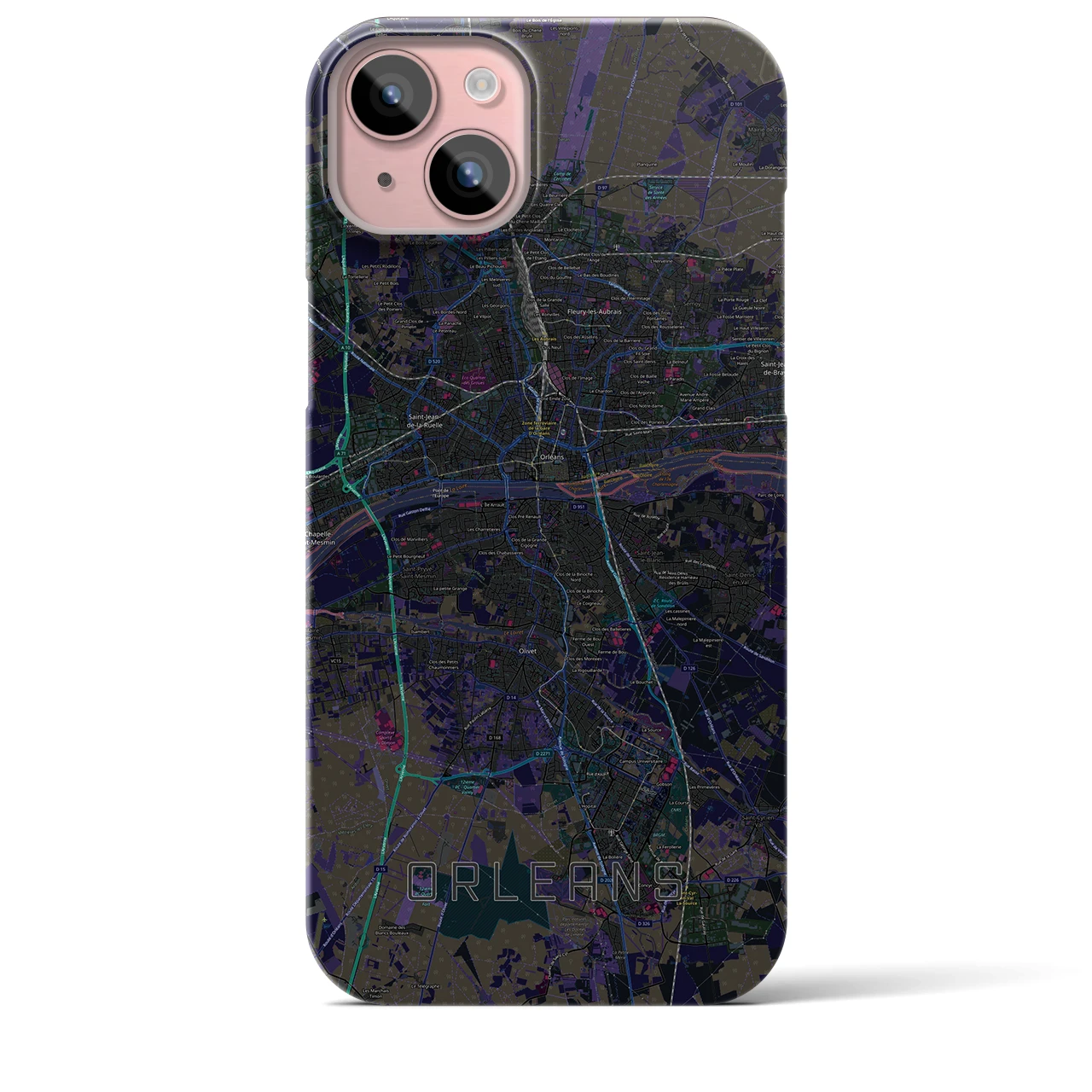 【オルレアン(フランス)】地図柄iPhoneケース(バックカバータイプ)