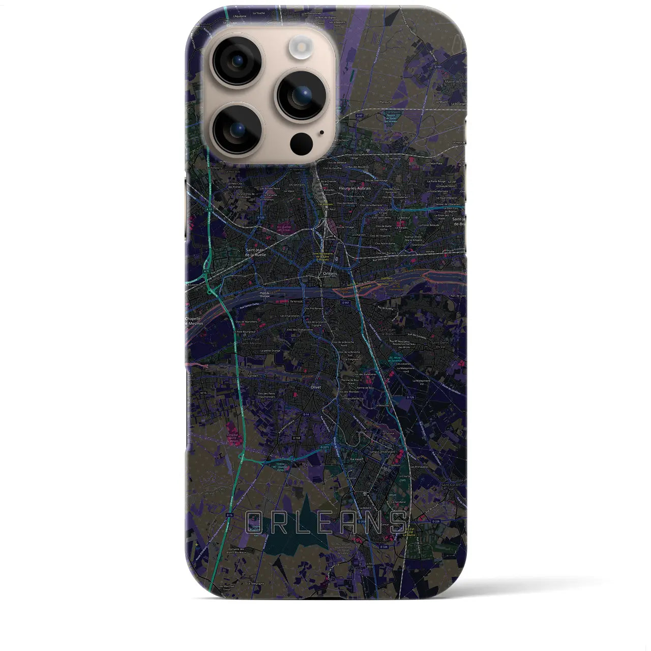 【オルレアン(フランス)】地図柄iPhoneケース(バックカバータイプ)