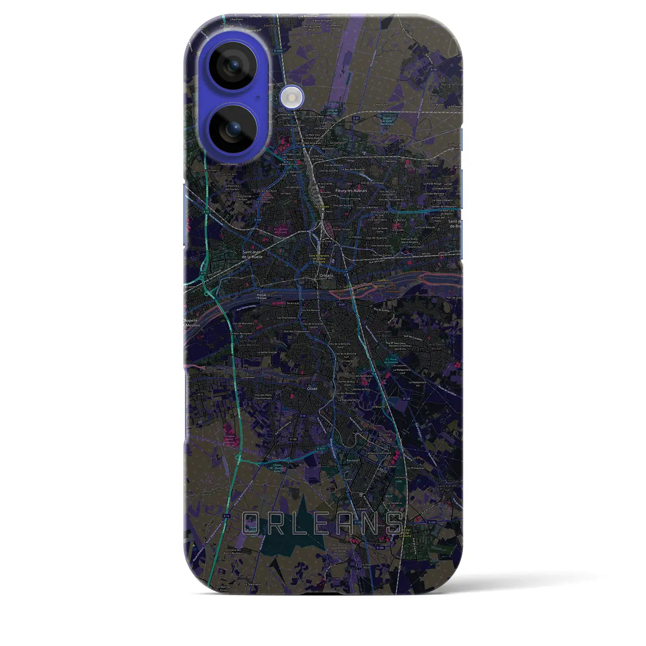 【オルレアン(フランス)】地図柄iPhoneケース(バックカバータイプ)