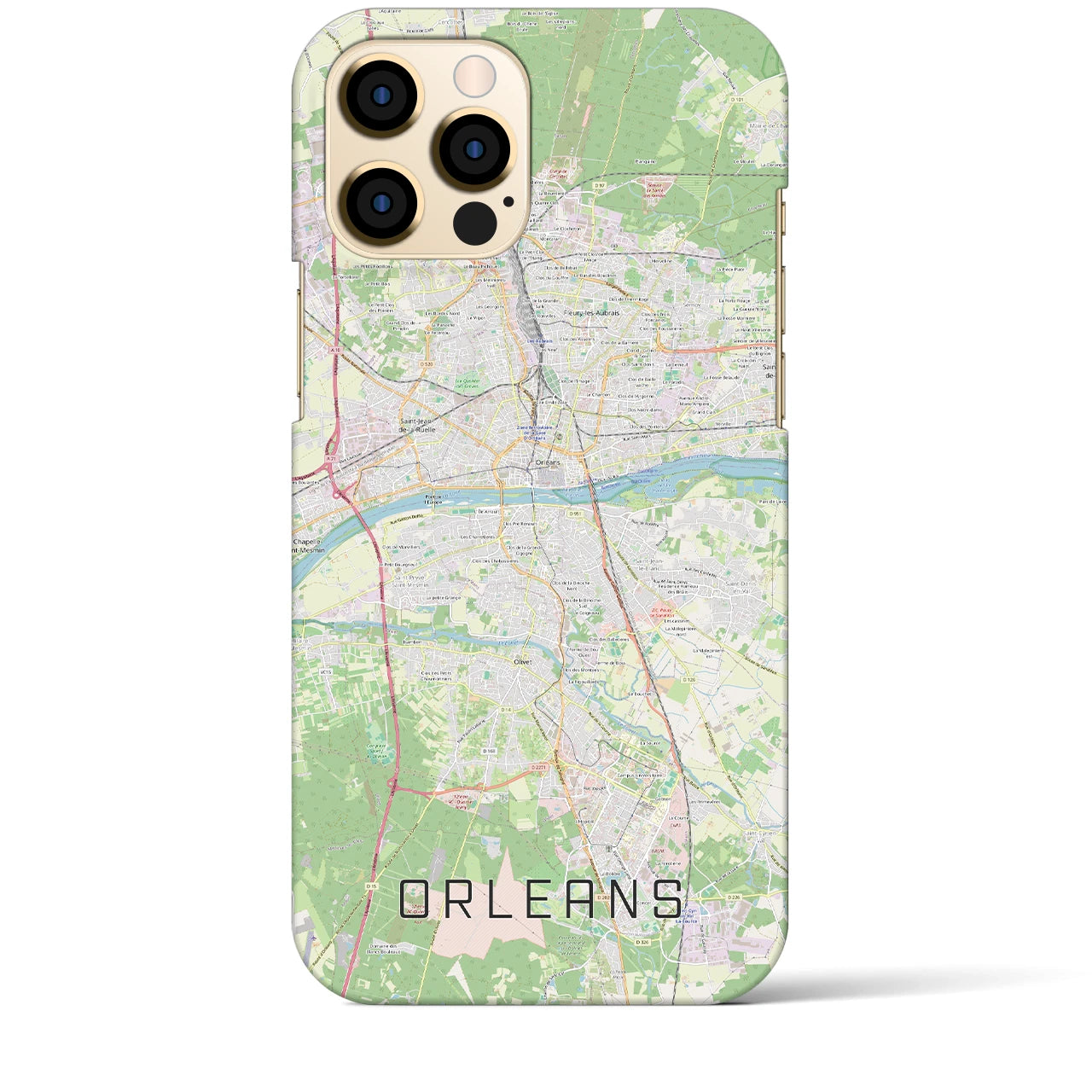 【オルレアン(フランス)】地図柄iPhoneケース(バックカバータイプ)