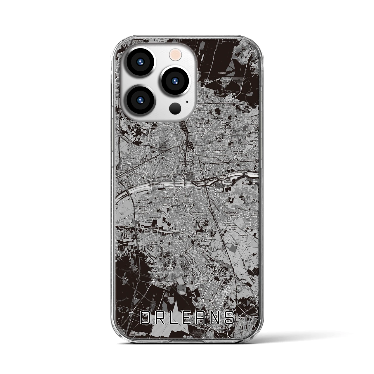 【オルレアン(フランス)】地図柄iPhoneケース(クリアタイプ)