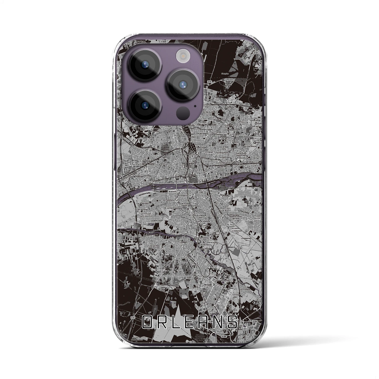 【オルレアン(フランス)】地図柄iPhoneケース(クリアタイプ)