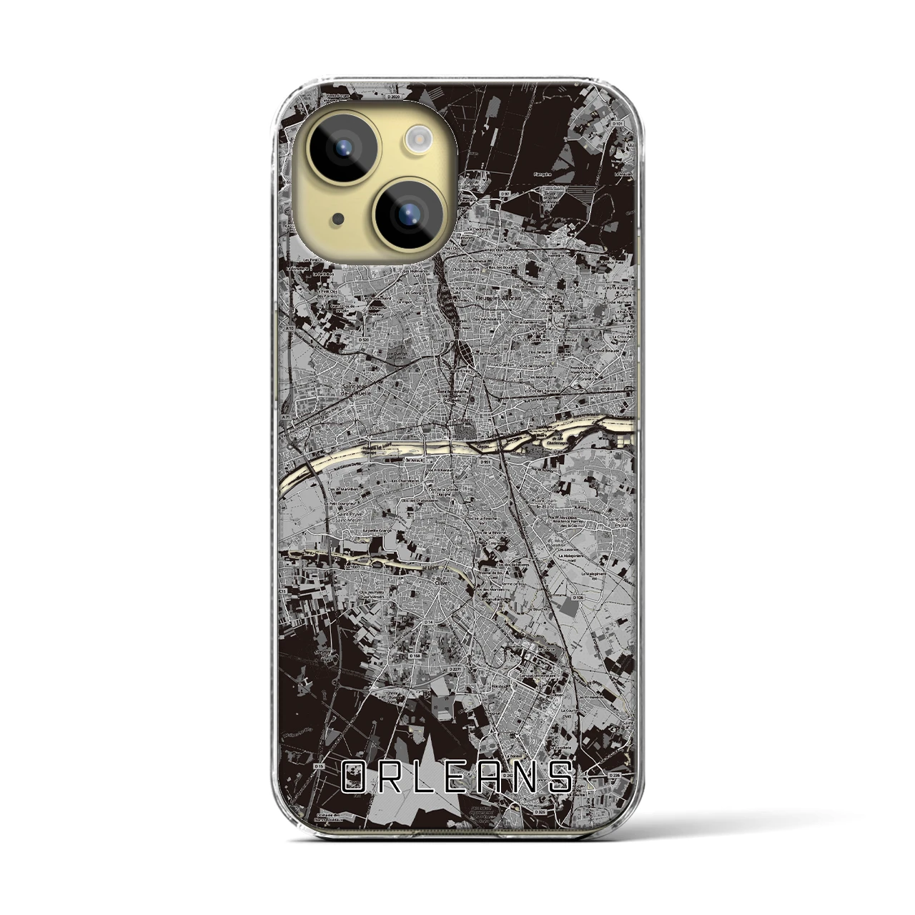 【オルレアン(フランス)】地図柄iPhoneケース(クリアタイプ)