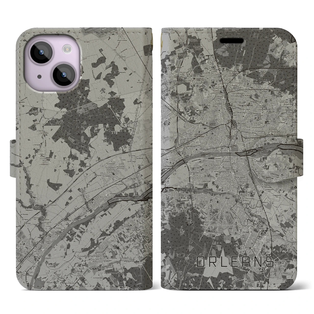 【オルレアン(フランス)】地図柄iPhoneケース(手帳タイプ)
