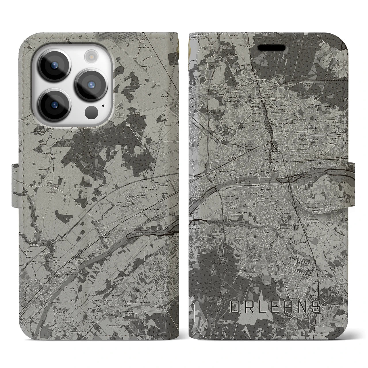 【オルレアン(フランス)】地図柄iPhoneケース(手帳タイプ)